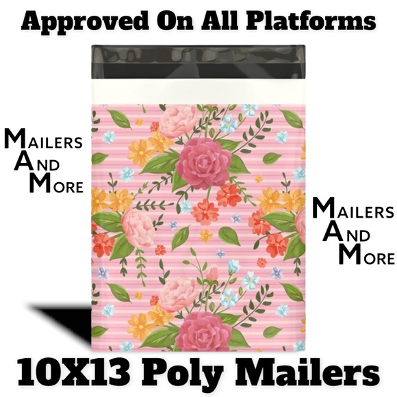 50 10X13 Floral Rose Poly Mailers Shipping Envelopes - Picture 4 of 7